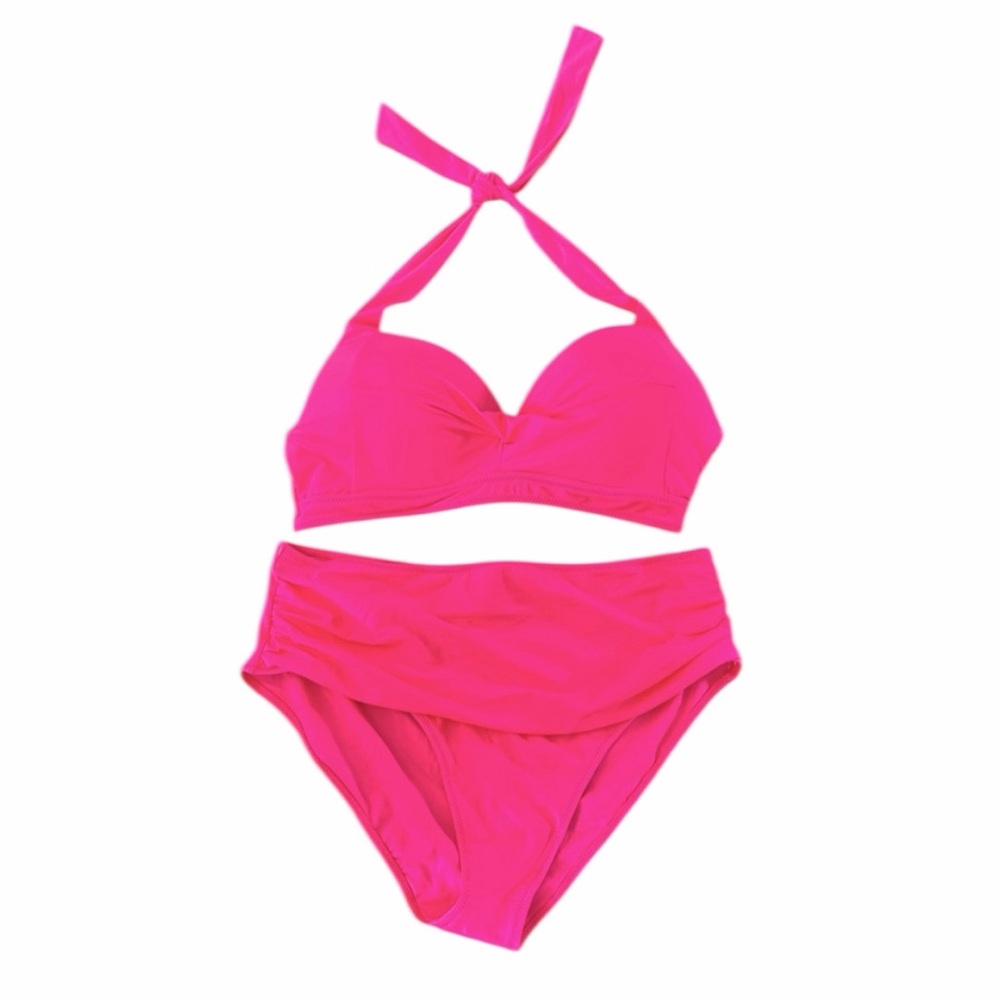 Women’s Vibrant Pink Bikini Set - Size XXL - Worn 1 Time - PTP 17” - Waist 16”